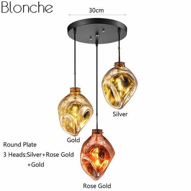 Suspension design LED en verre de couleur déformé Lava - vue 11 sur 16