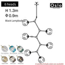 Suspension design LED avec abat-jour en verre style branche Creative