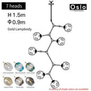 Suspension design LED avec abat-jour en verre style branche Creative