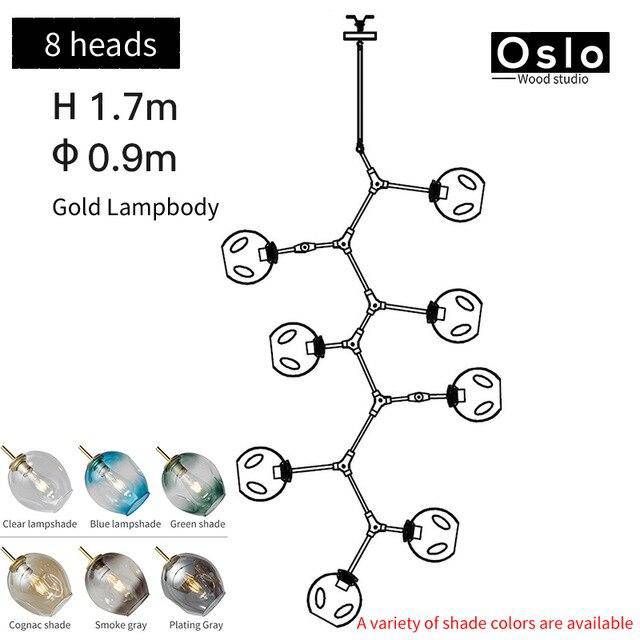 Suspension design LED avec abat-jour en verre style branche Creative - vue 15 sur 29