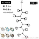 Suspension design LED avec abat-jour en verre style branche Creative