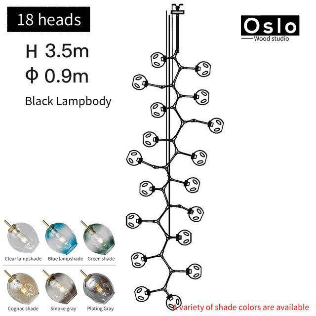 Suspension design LED avec abat-jour en verre style branche Creative - vue 26 sur 29