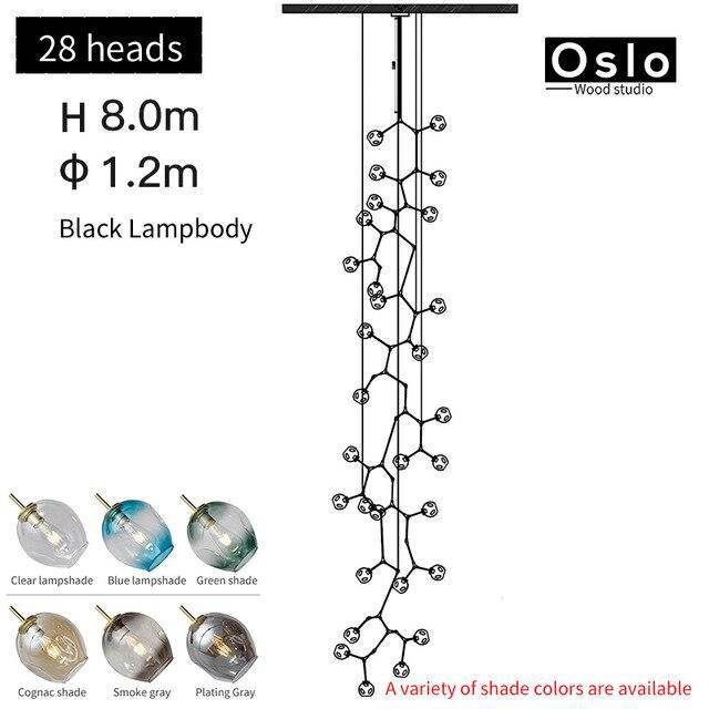 Suspension design LED avec abat-jour en verre style branche Creative - vue 29 sur 29