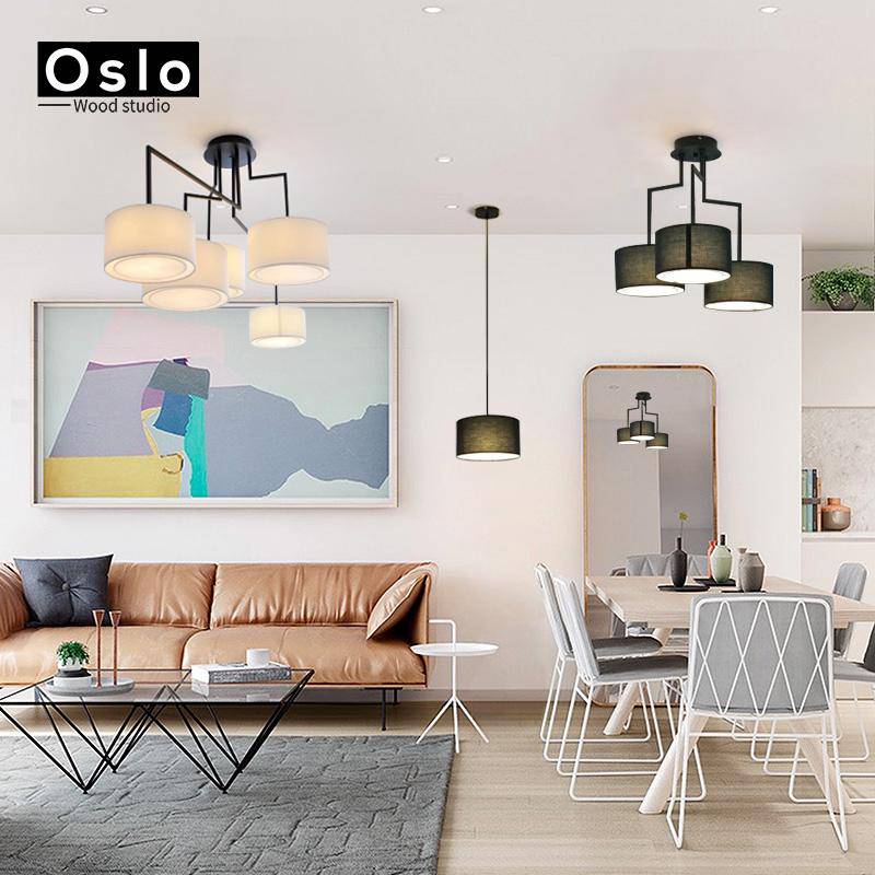 Lustre design LED avec abat-jours American - vue 9 sur 18