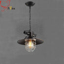 Suspension en métal colorée avec cage style industriel 34cm