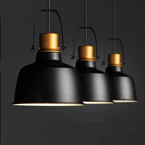 Suspension vintage en aluminium noir et doré - vue 5 sur 6