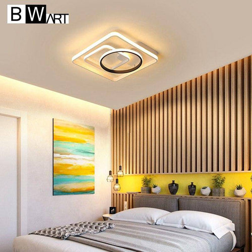 Plafonnier design LED rectangles et formes interposés noir et blanc Bwart