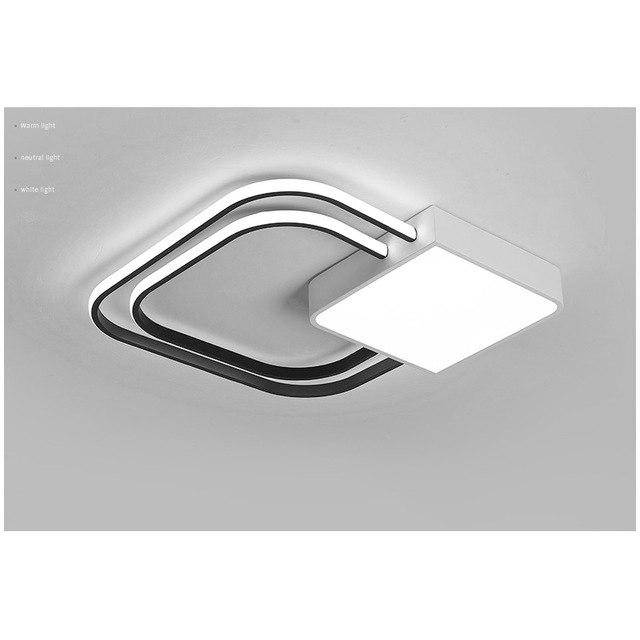 Plafonnier design LED carrés et arrondis noir et blanc Bwart - vue 6 sur 7