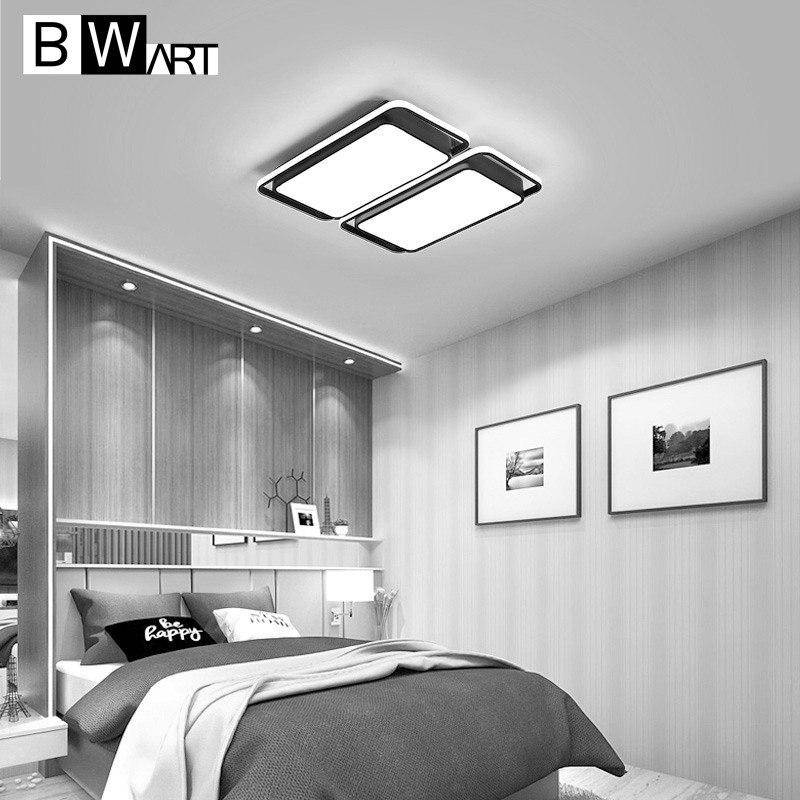 Plafonnier design LED rectangle et bords arrondis noir et blanc Bwart - vue 4 sur 7