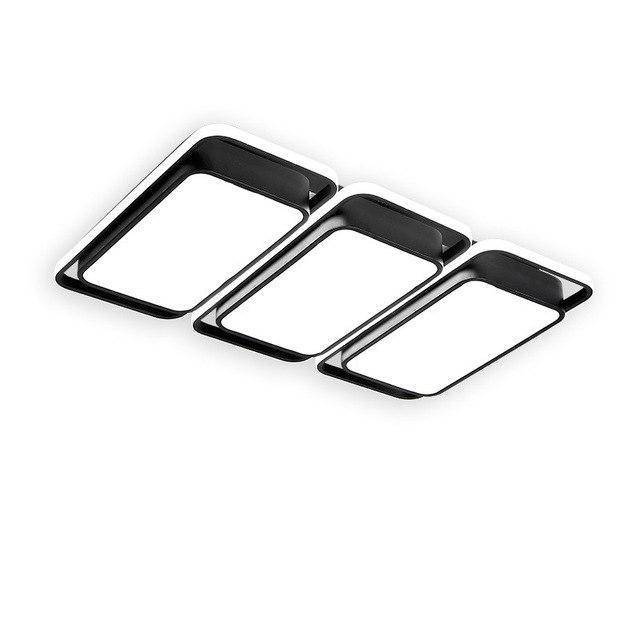 Plafonnier design LED rectangle et bords arrondis noir et blanc Bwart - vue 6 sur 7