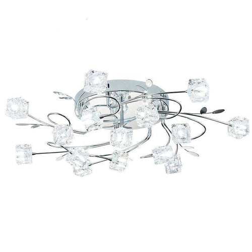 Plafonnier LED chromée avec cubes en verre