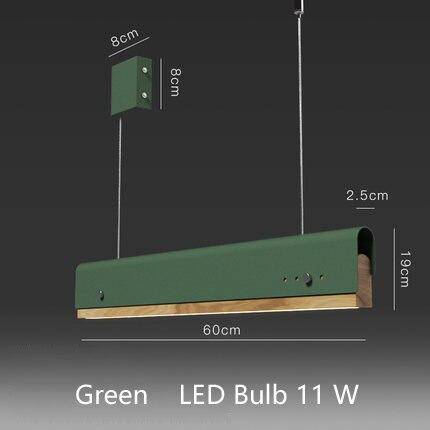 Suspension moderne LED avec finitions bois et métal coloré - vue 8 sur 17