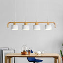Suspension moderne à LED en bois et abat-jour (plusieurs couleurs)