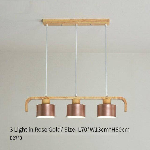 Suspension moderne à LED en bois et abat-jour (plusieurs couleurs)
