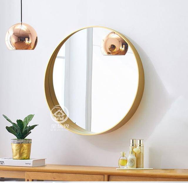 Miroir mural rond à bord coloré en métal - vue 6 sur 9