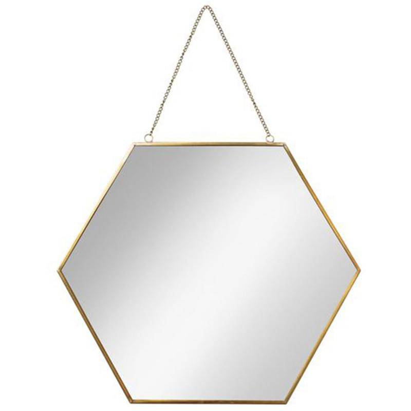 Miroir mural décoratif hexagonal à bordure en bois Geometric - vue 6 sur 10
