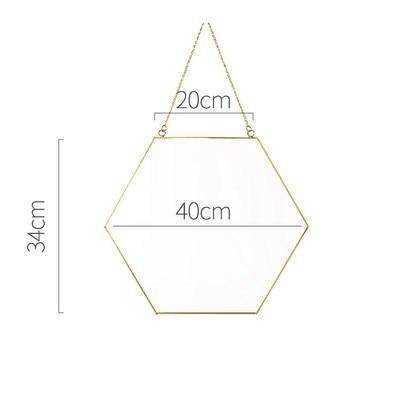 Miroir mural décoratif hexagonal à bordure en bois Geometric - vue 9 sur 10