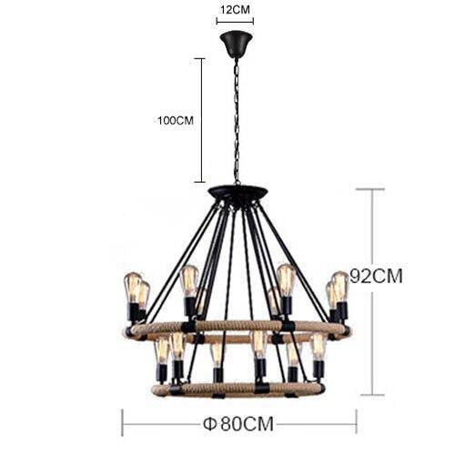 Lustre rustique avec corde et bras métaliques - vue 4 sur 5