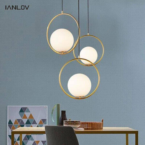 Suspension design rond et boule de verre - vue 3 sur 5