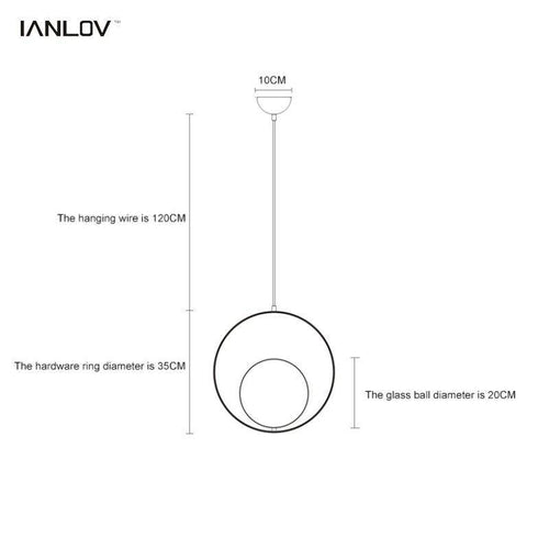 Suspension design rond et boule de verre - vue 6 sur 5
