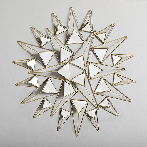 Grand miroir mural design à triangles 3D