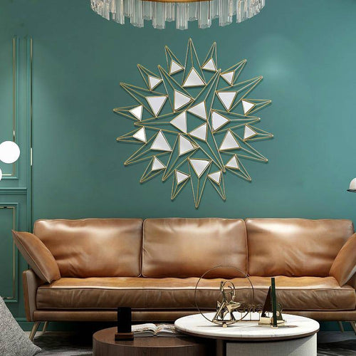 Grand miroir mural design à triangles 3D