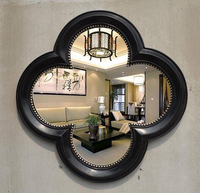 Miroir mural décoratif trèfle à 4 feuilles rétro - vue 2 sur 16