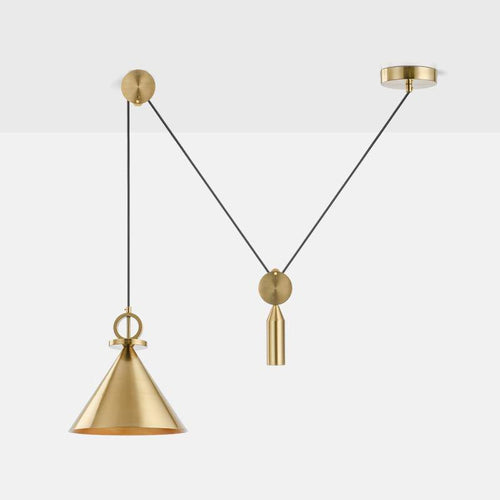 Suspension design dorée à LED avec fil Pulley - vue 3 sur 5
