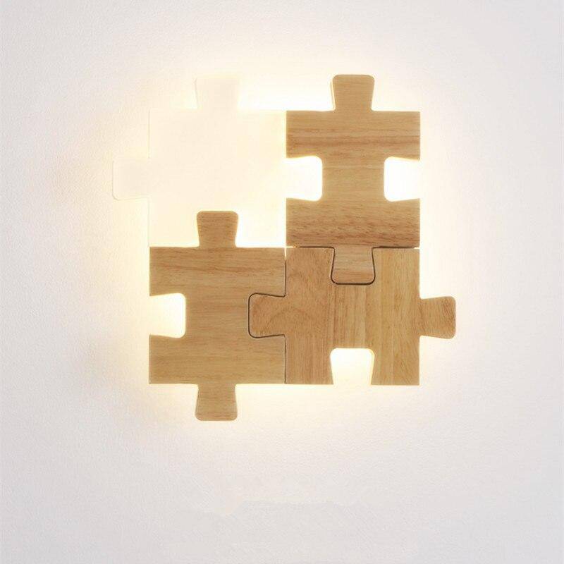 Applique murale design en forme de puzzle en bois