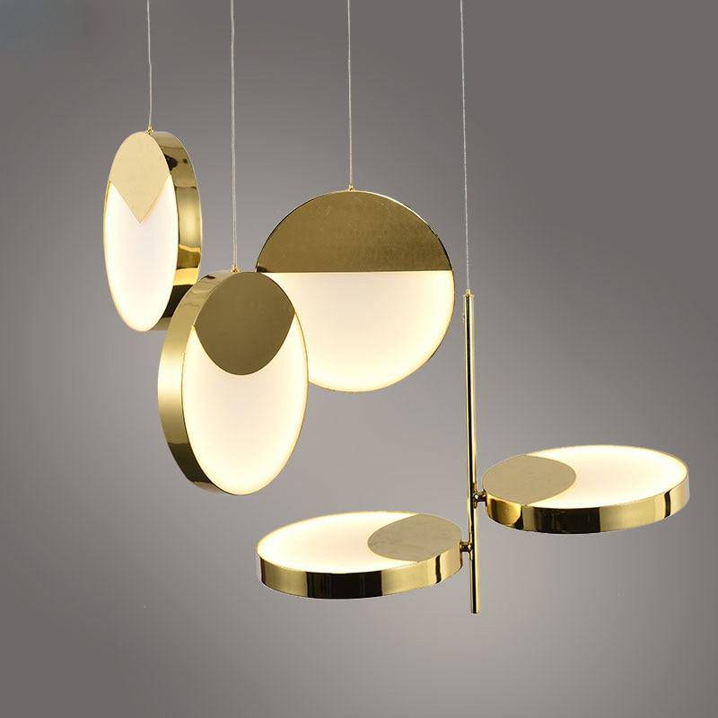 Suspension design LED aux formes arrondies dorées Créative - vue 3 sur 6