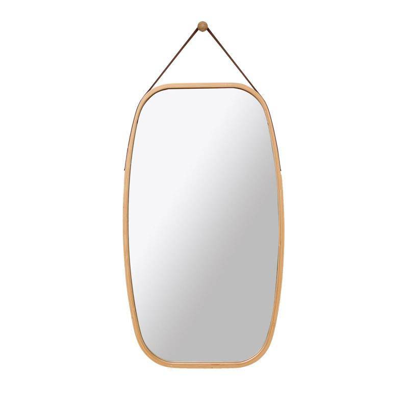 Miroir mural suspendu rectangle arrondi aux bords marrons Wear - vue 5 sur 4