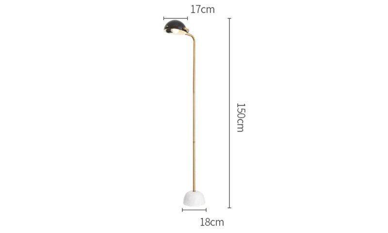 Lampadaire design doré avec abat-jour boule noire et base en marbre - vue 10 sur 9