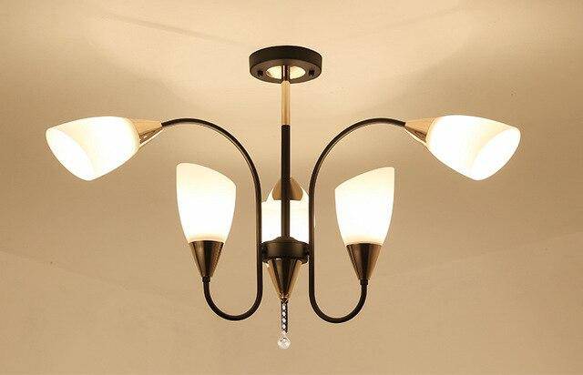 Lustre LED avec bras arrondis et lampes en verre Room - vue 5 sur 10