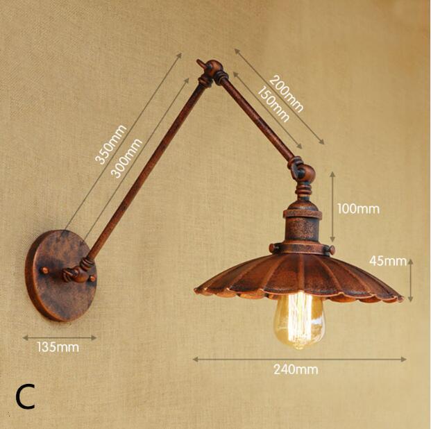 Applique murale vintage LED avec abat-jour plat reglable Ylona - vue 4 sur 5