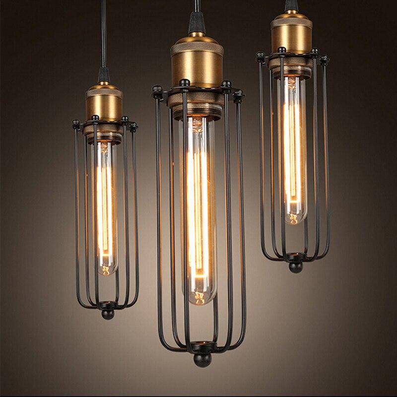 Suspension industriel LED en métal avec cage style rétro - vue 6 sur 8