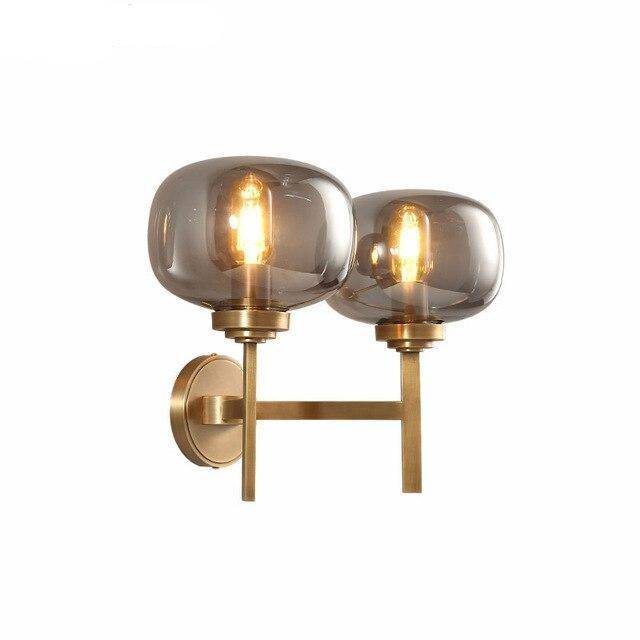 Applique murale design LED dorée et abat-jour en verre Sconce