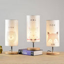 Lampe de chevet (ou bureau) en bois avec dessin d'animaux pour enfant