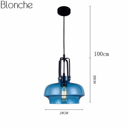 Suspension design LED en verre coloré style Hang