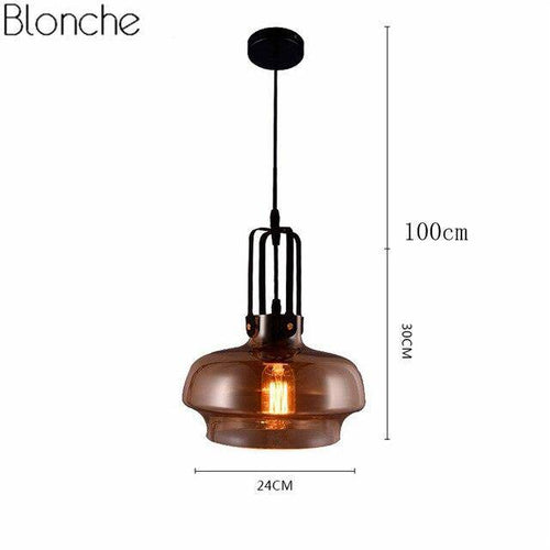 Suspension design LED en verre coloré style Hang