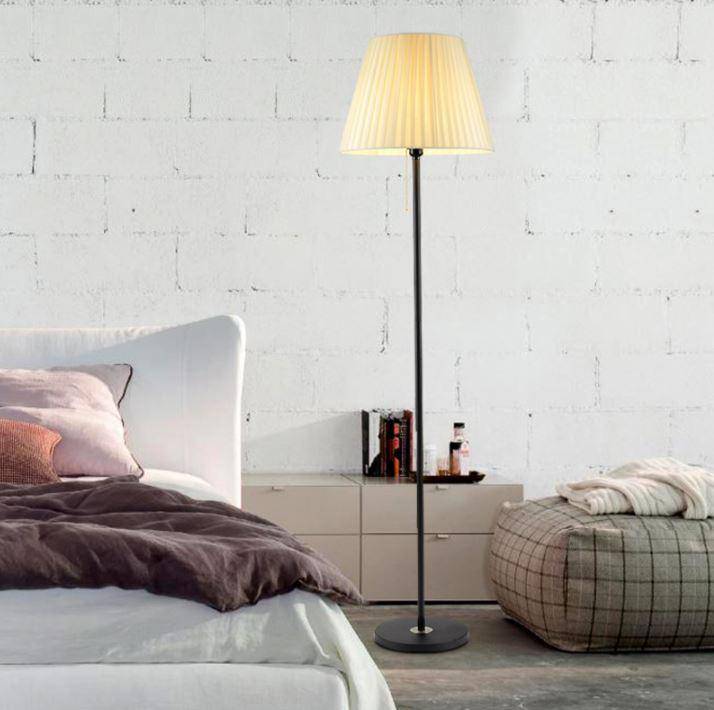 Lampadaire en métal LED avec abat-jour style rétro