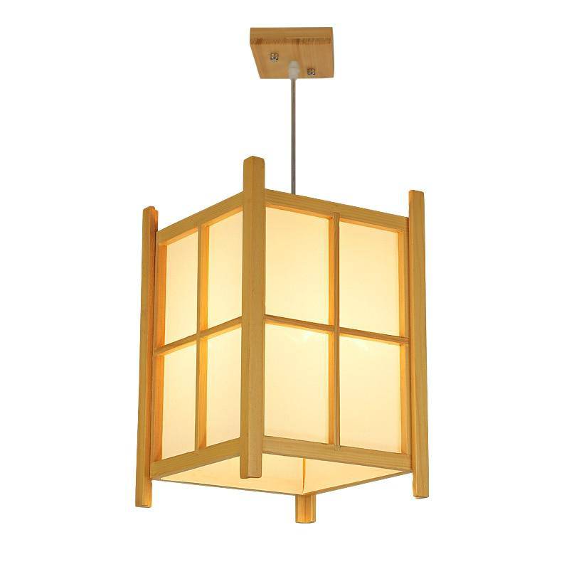 Suspension rustique LED en bois style lanterne Japonaise - vue 4 sur 3