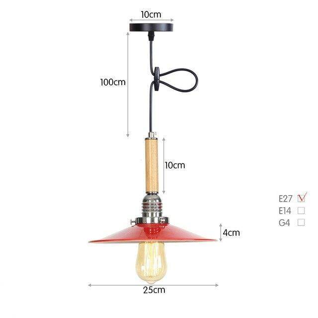 Suspension vintage LED en métal avec abat-jour style rétro