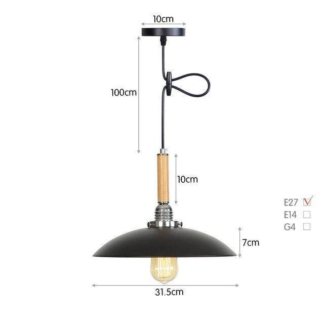 Suspension vintage LED en métal avec abat-jour style rétro