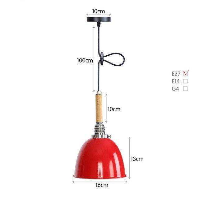 Suspension vintage LED en métal avec abat-jour style rétro