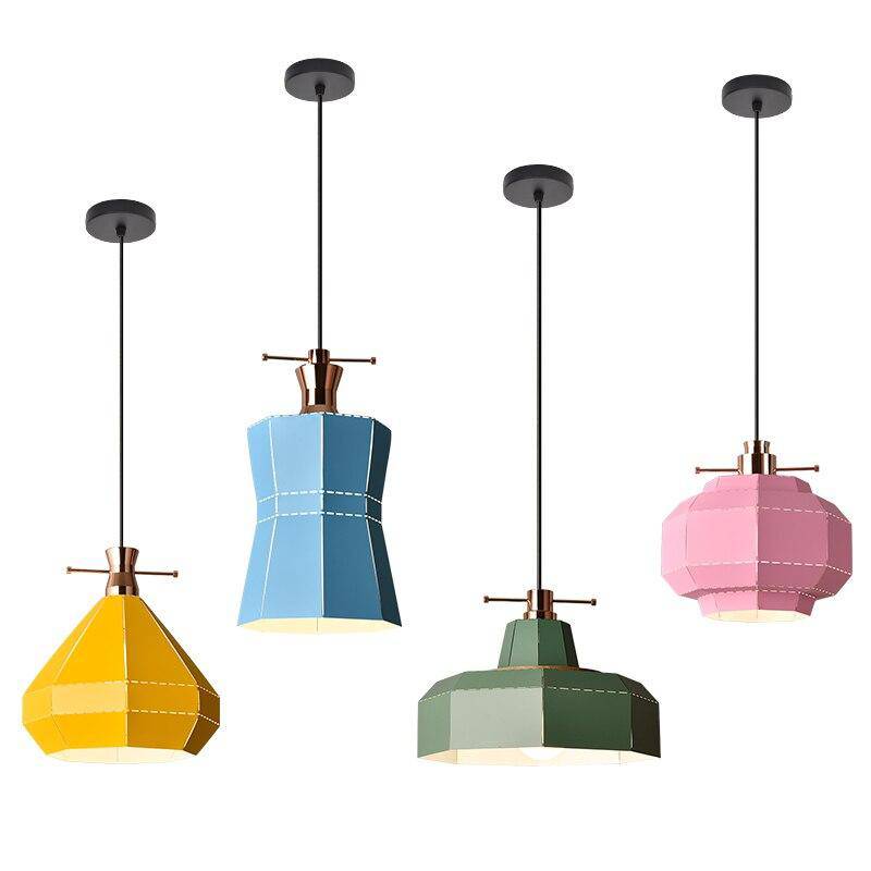 Suspension design LED en métal coloré style scandinave - vue 9 sur 12
