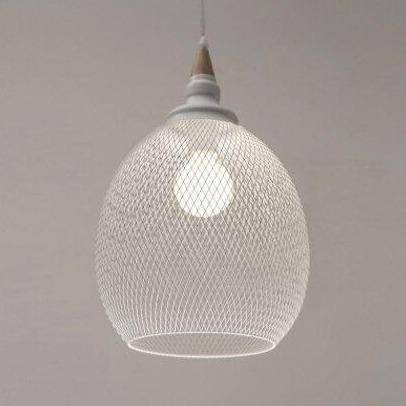 Suspension moderne LED avec abat-jour cage blanche style industriel - vue 5 sur 7