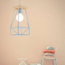Suspension design LED en cage métal colorée style scandinave