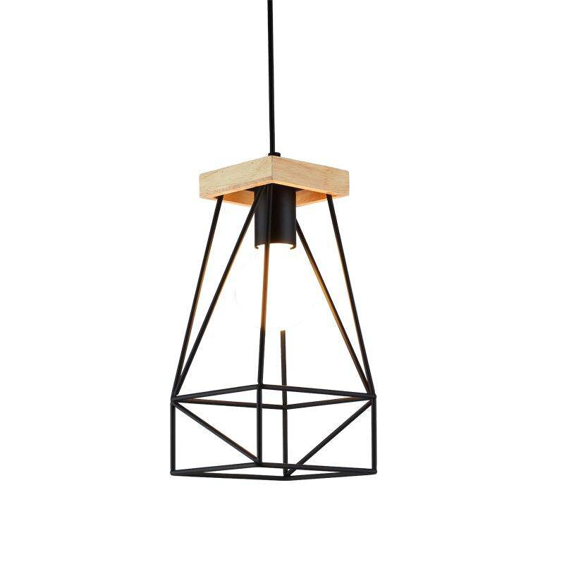 Suspension design LED en cage métal colorée style scandinave - vue 7 sur 18