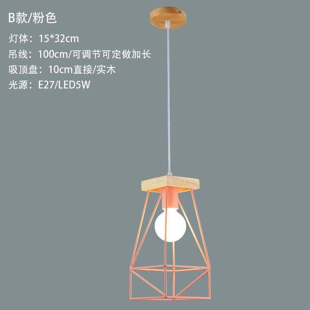 Suspension design LED en cage métal colorée style scandinave - vue 14 sur 18