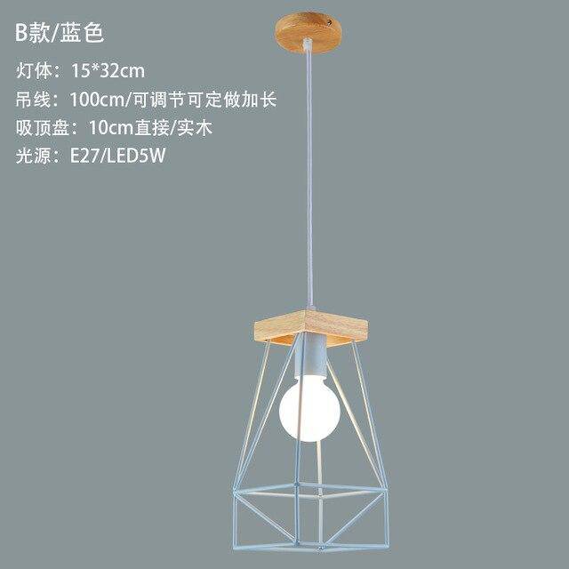 Suspension design LED en cage métal colorée style scandinave - vue 13 sur 18